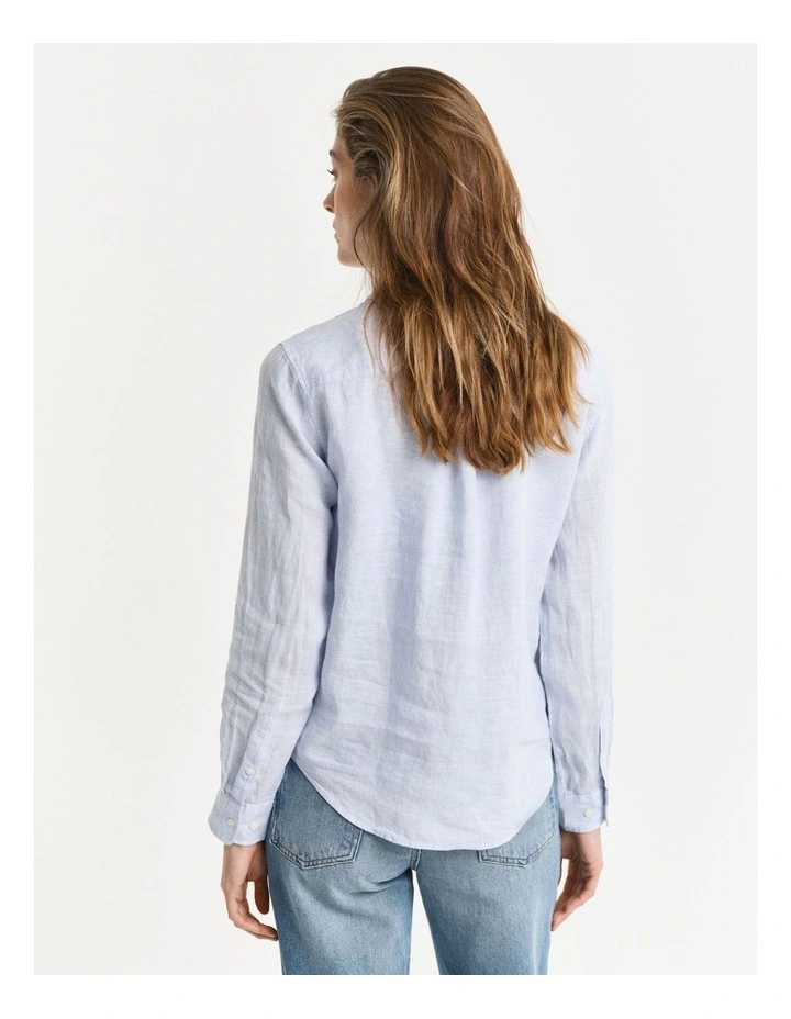 Regular Fit Linen Shirt in Light Blue image 2