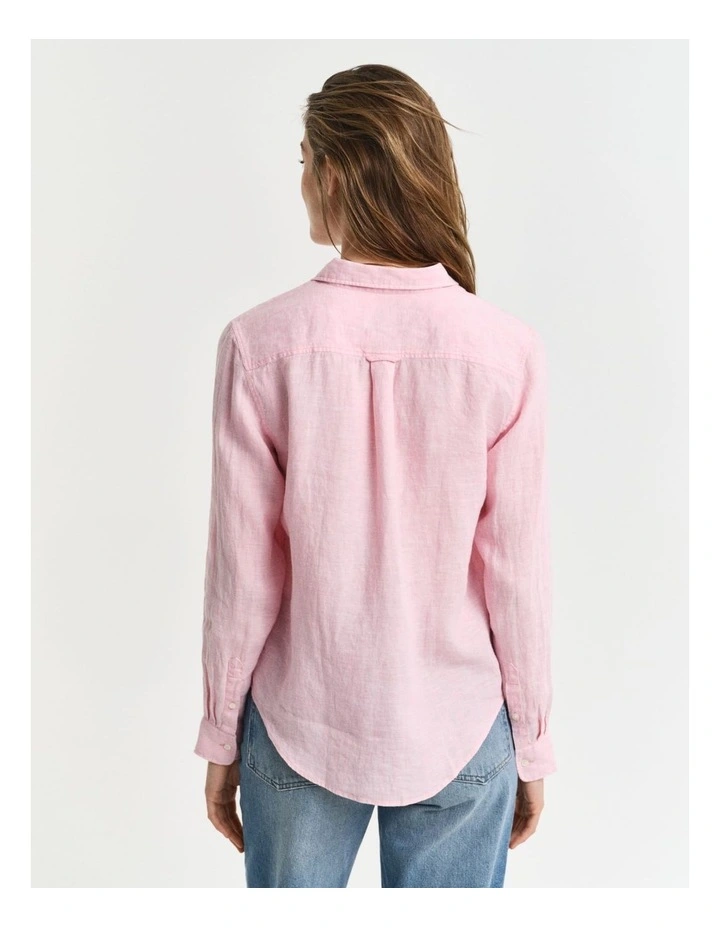 Regular Fit Linen Shirt in Geranium Pink image 2