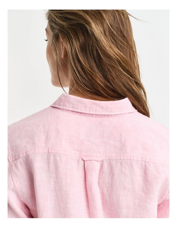 Regular Fit Linen Shirt in Geranium Pink image 5