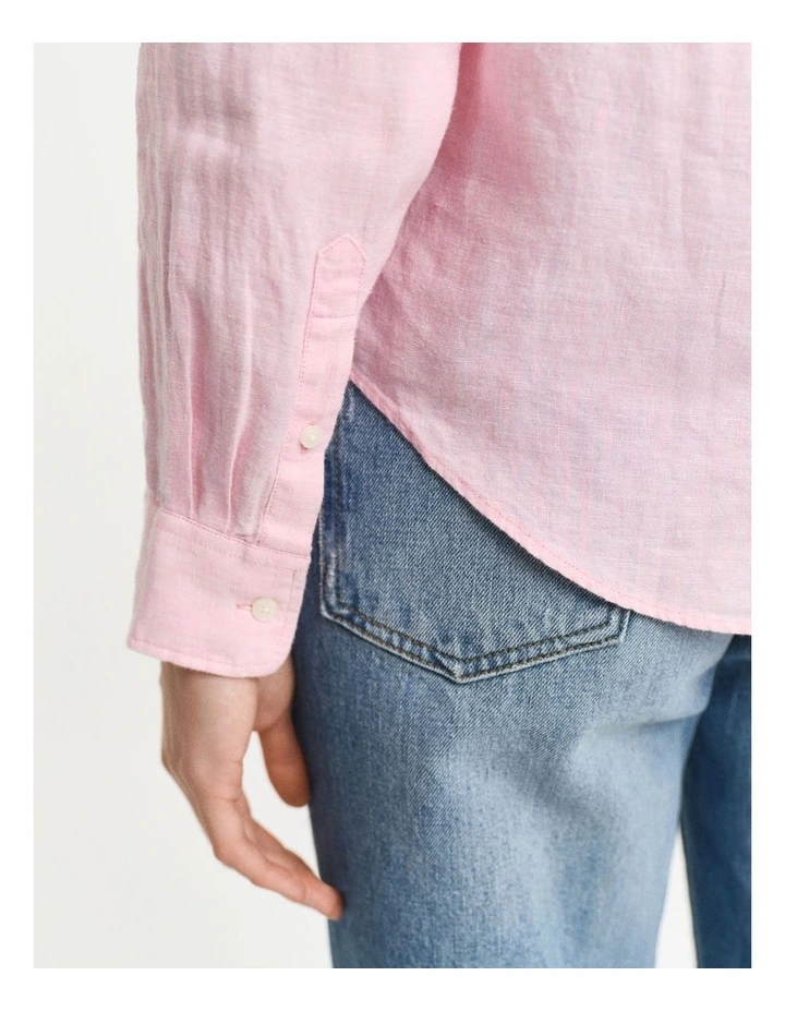 Regular Fit Linen Shirt in Geranium Pink image 6