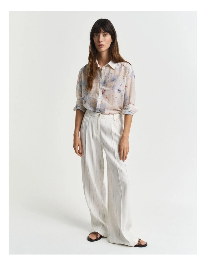 Relaxed Fit Floral Print Cotton Silk Shirt in Putty image 4