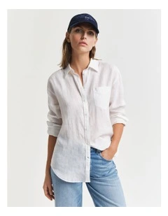 Relaxed Fit Linen Shirt in White