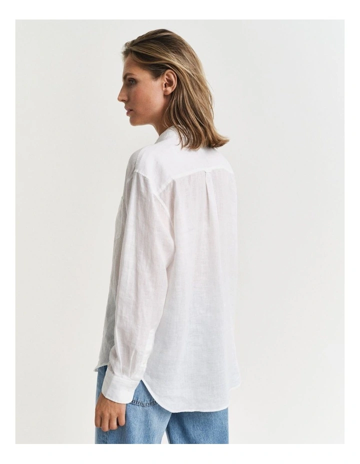 Relaxed Fit Linen Shirt in White image 2