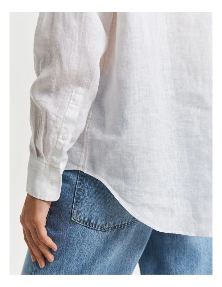 Relaxed Fit Linen Shirt in White image 5