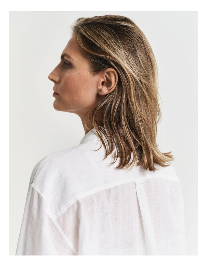 Relaxed Fit Linen Shirt in White image 6