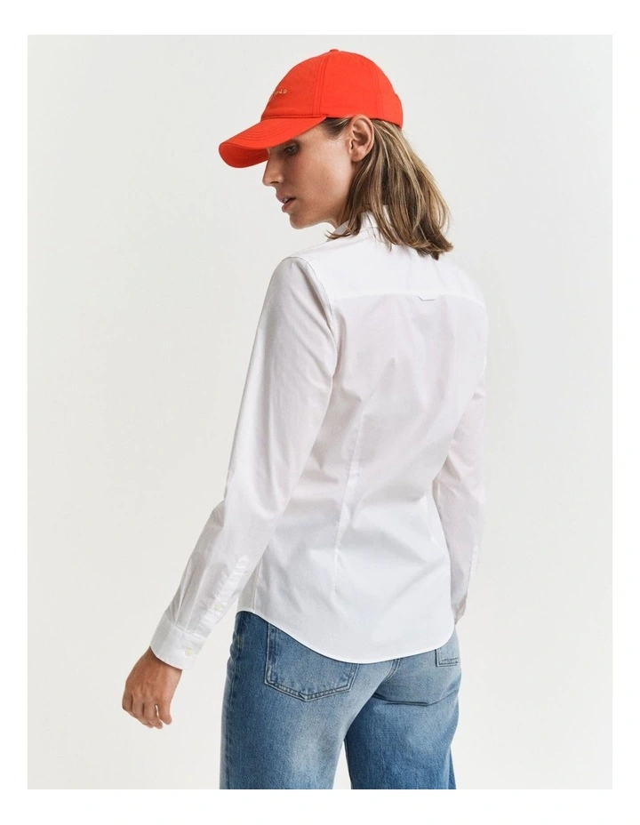 Slim Fit Poplin Shirt in White image 2