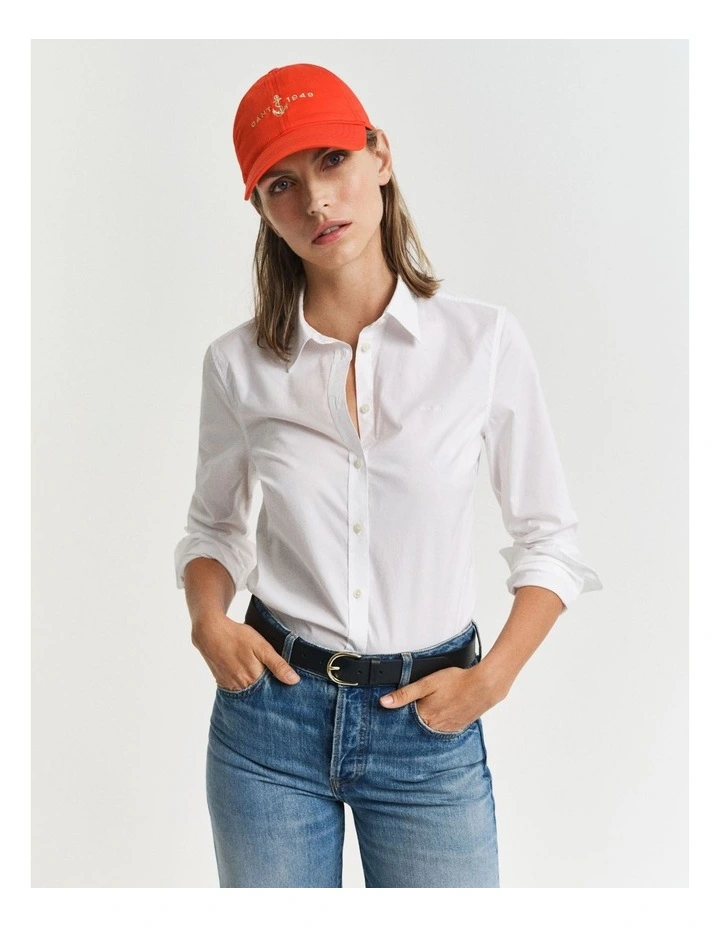 Slim Fit Poplin Shirt in White image 3