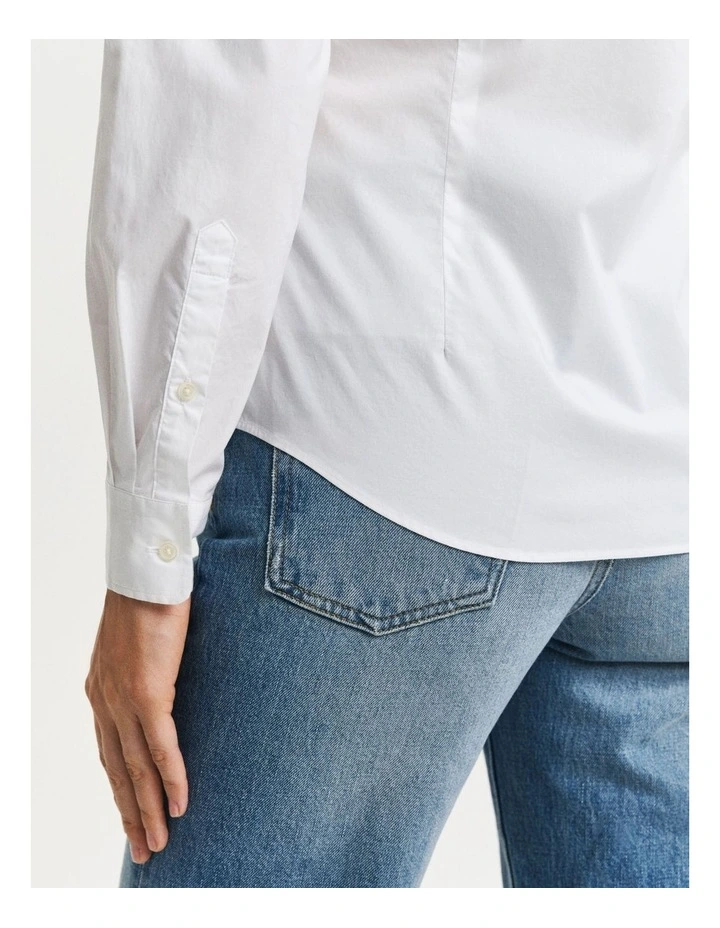 Slim Fit Poplin Shirt in White image 6