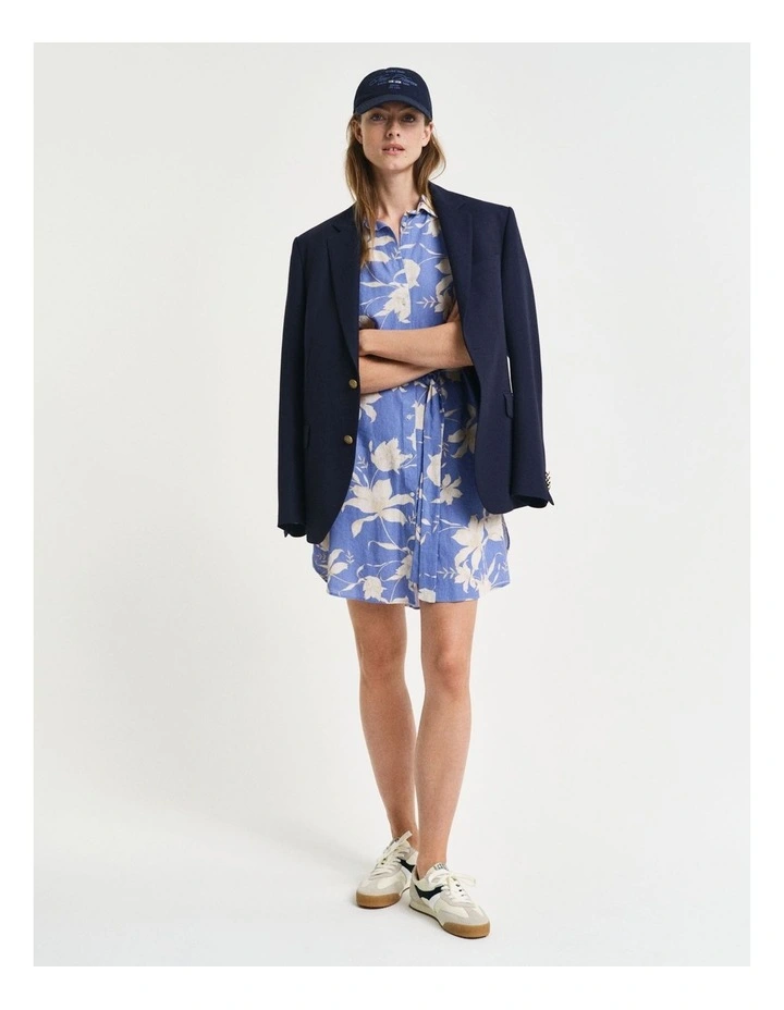 Linen Floral Print Shirt Dress in Perfect Blue image 5