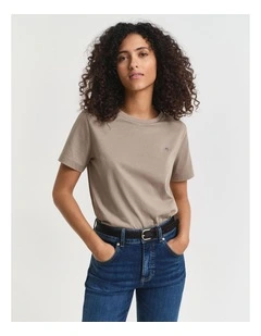 Regular Shield Short Sleeve T-shirt in Taupe Beige