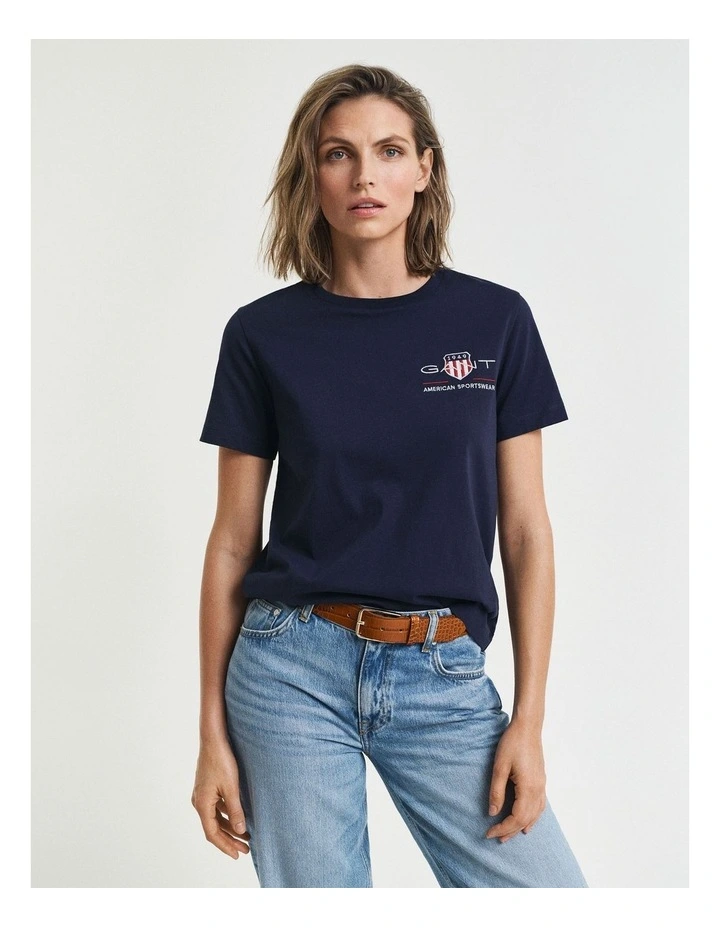 Archive Shield T-Shirt in Evening Blue image 1