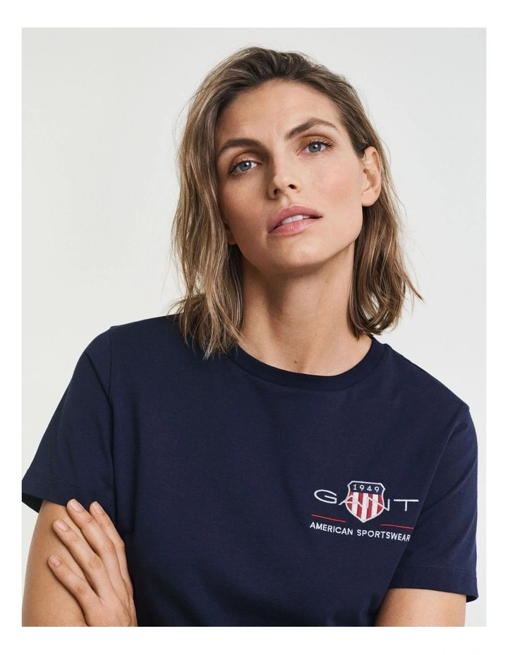 Archive Shield T-Shirt in Evening Blue image 3