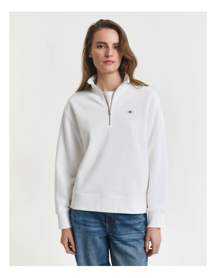Shield Half Zip Sweatshirt in Eggshell image 1