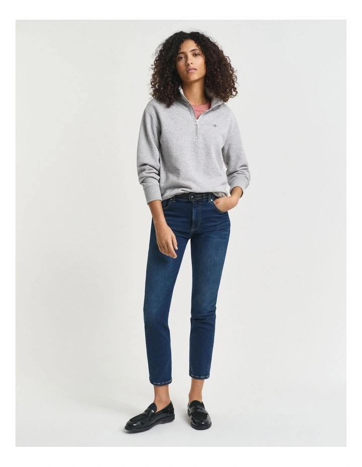 Shield Half Zip Sweatshirt in Light Grey Melange image 4