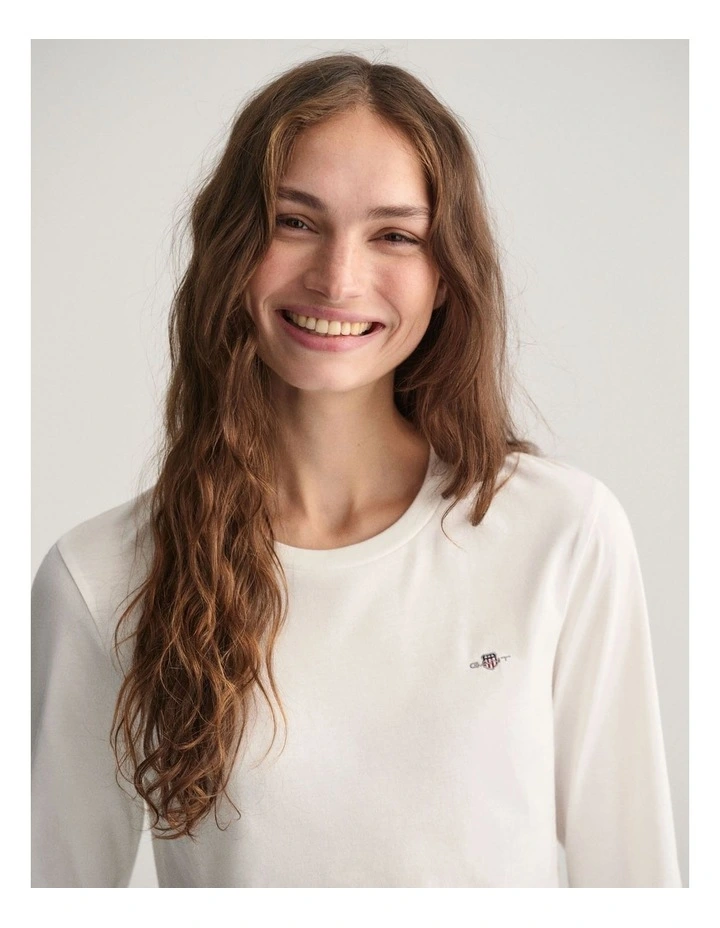 Shield Long Sleeve T-shirt in White image 4