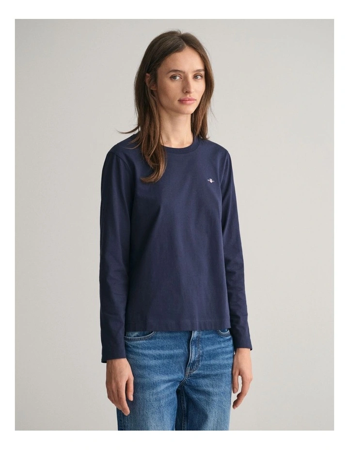 Shield Long Sleeve T-Shirt in Evening Blue image 1