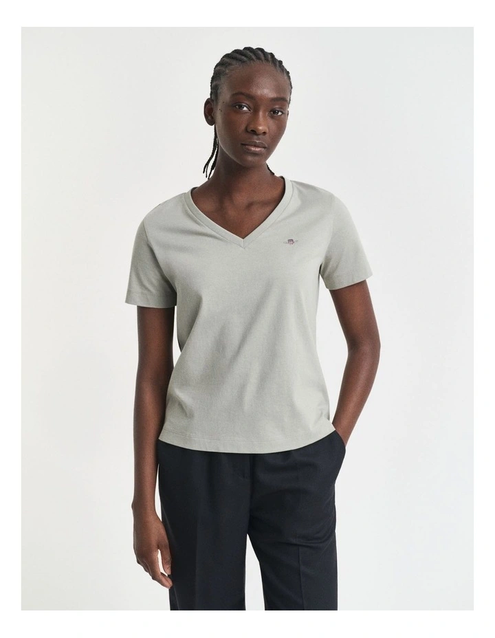 Regular Shield V-Neck T-shirt in Faded Sage image 1