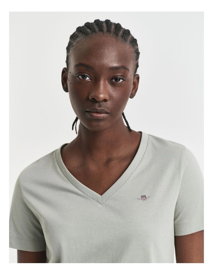Regular Shield V-Neck T-shirt in Faded Sage image 3