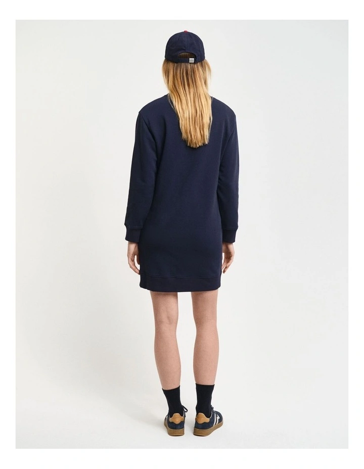 Shield Crew Neck Sweat Dress in Evening Blue image 2