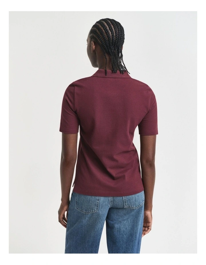 Shield Pique Polo Shirt in Plum Wine image 2