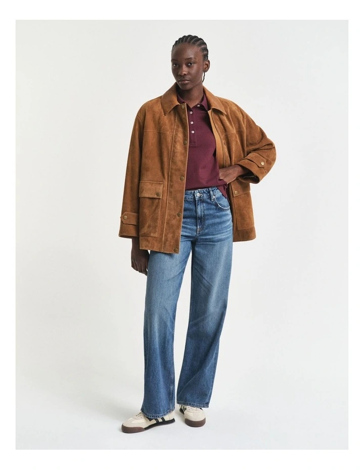 Shield Pique Polo Shirt in Plum Wine image 4