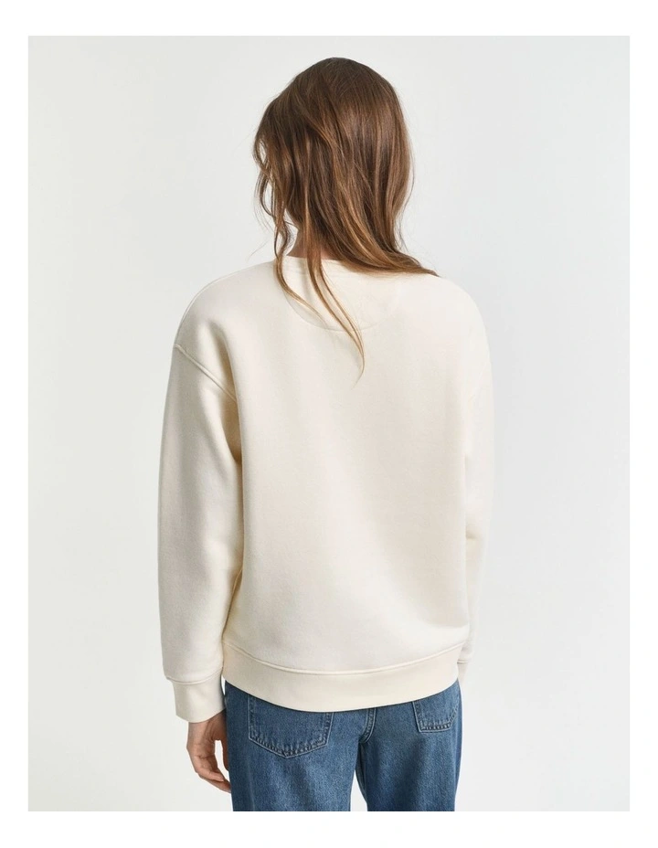 Graphic Crew Neck Sweatshirt in Cream image 2