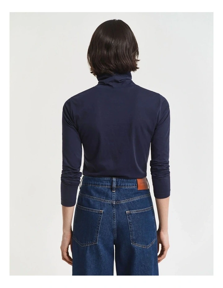 Lightweight Cotton Turtleneck Top in Evening Blue image 2