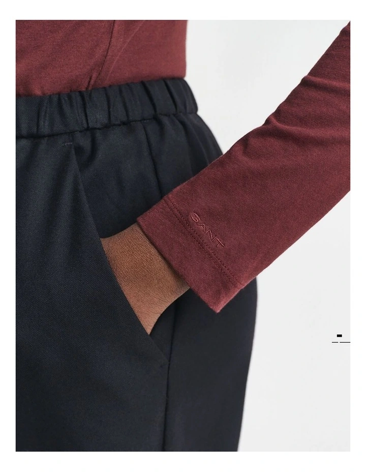 Lightweight Cotton Turtleneck Top in Plum Wine image 3