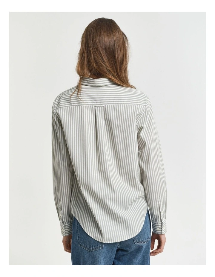 Regular Fit Striped Poplin Shirt in Faded Sage image 2