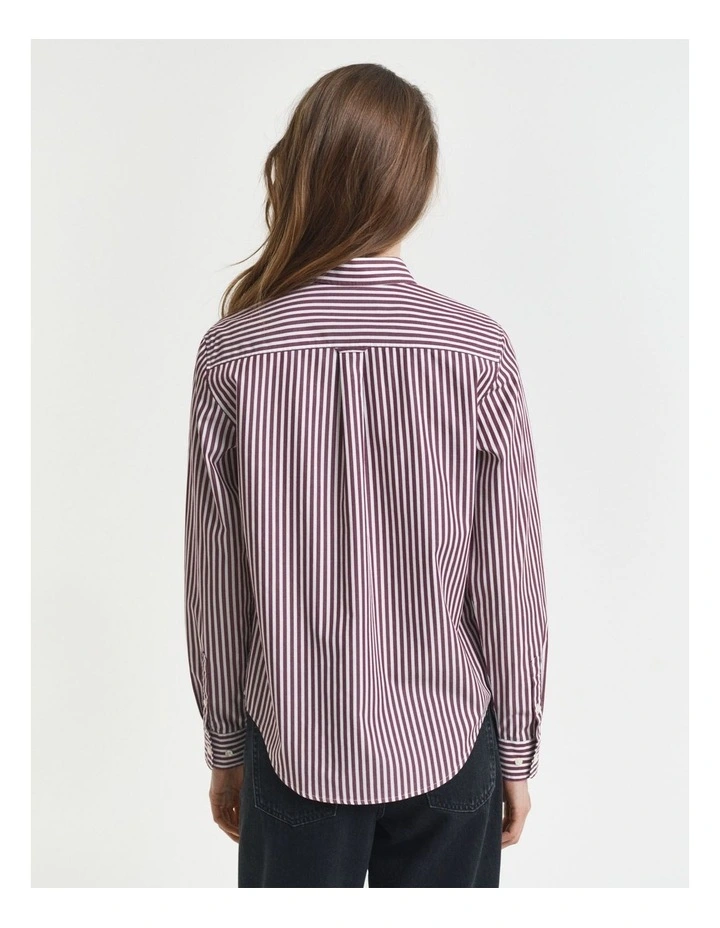 Regular Fit Striped Poplin Shirt in Plum Wine image 2