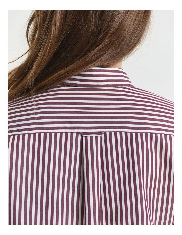 Regular Fit Striped Poplin Shirt in Plum Wine image 4
