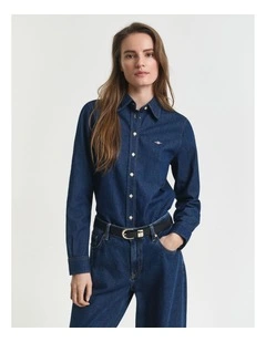 Regular Fit Denim Shirt in Dark Blue