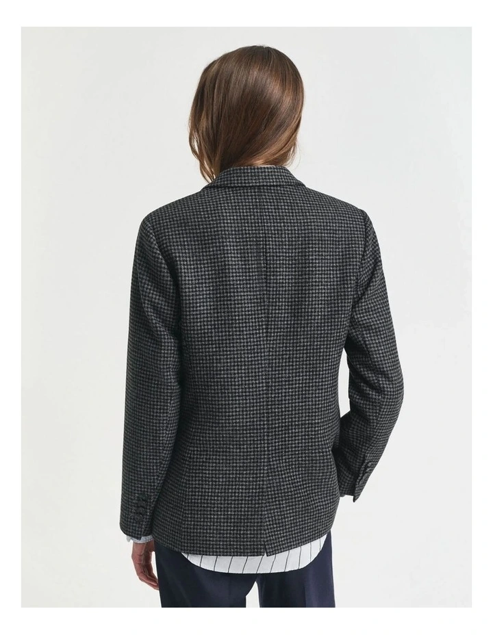 Regular Fit Wool Houndstooth Blazer in Charcoal Melange image 2