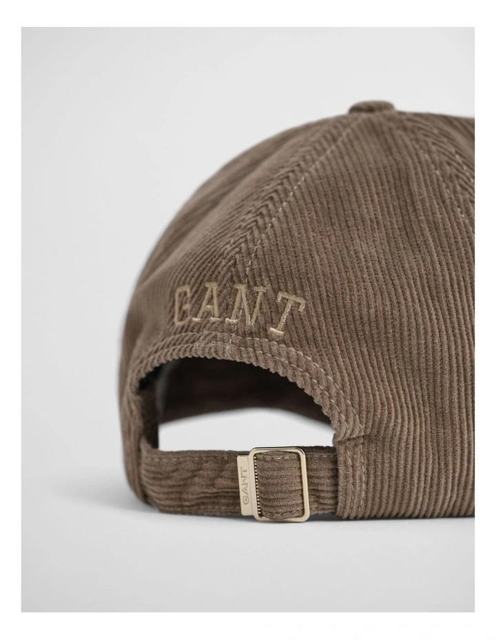 G Embroidered Corduroy Cap in Taupe Beige image 2