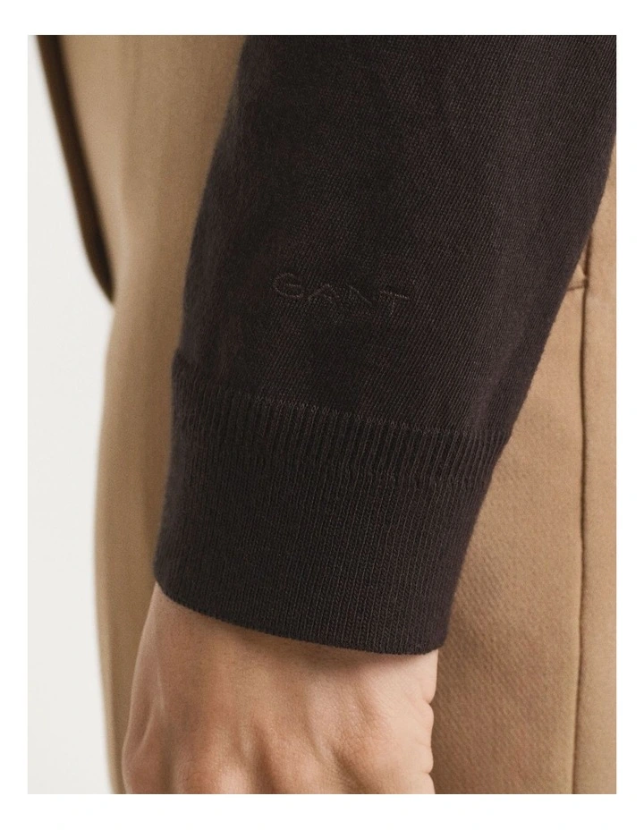 Seamless Buttoned Long Sleeve Polo Shirt in Deep Brown image 5