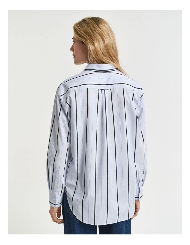 Relaxed Fit Classic Striped Poplin Shirt in Light Blue image 2