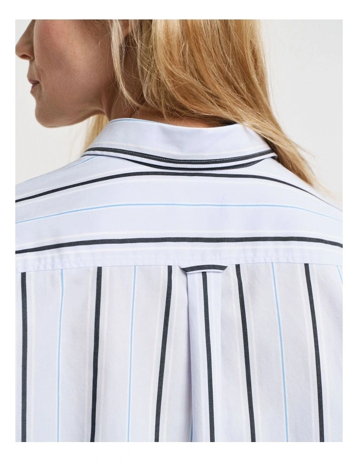 Relaxed Fit Classic Striped Poplin Shirt in Light Blue image 5
