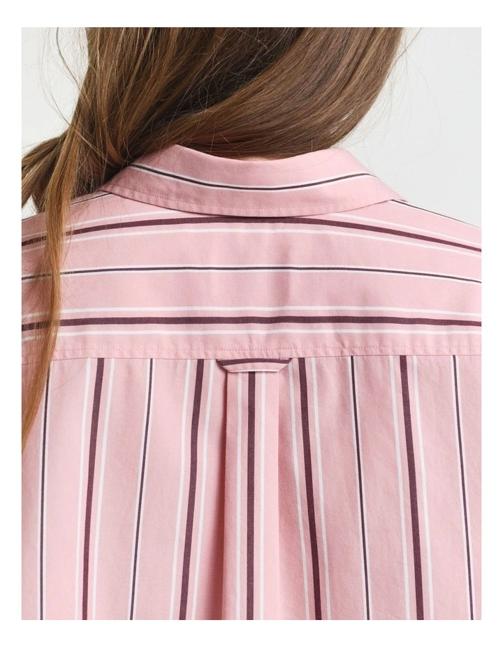 Relaxed Fit Classic Striped Poplin Shirt In Summer Rose image 4