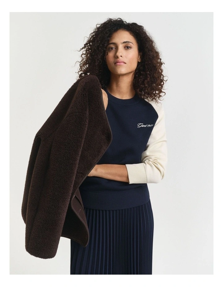 Color Blocked Crew Neck Knit in Evening Blue image 4