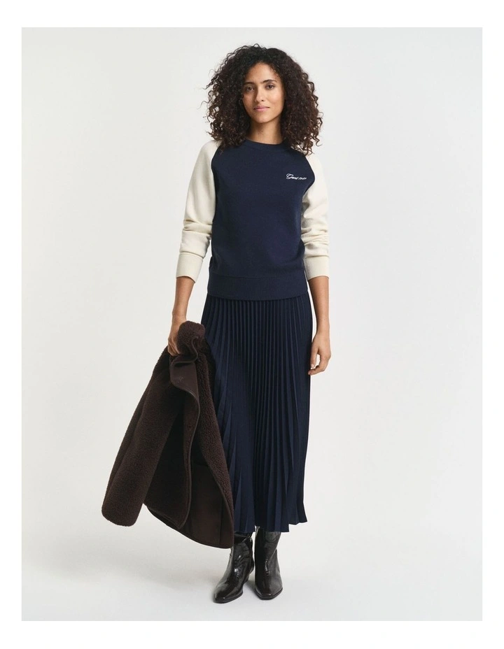 Color Blocked Crew Neck Knit in Evening Blue image 5