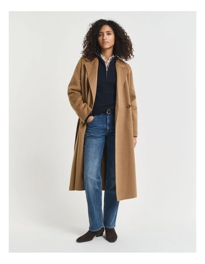 Stretch Cotton Cable Knit Half-Zip Knit Sweater in Evening Blue image 4