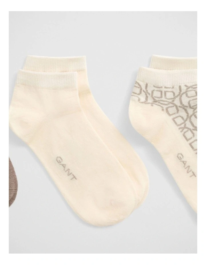 3-Pack Monogram Ankle Socks In Cream image 2