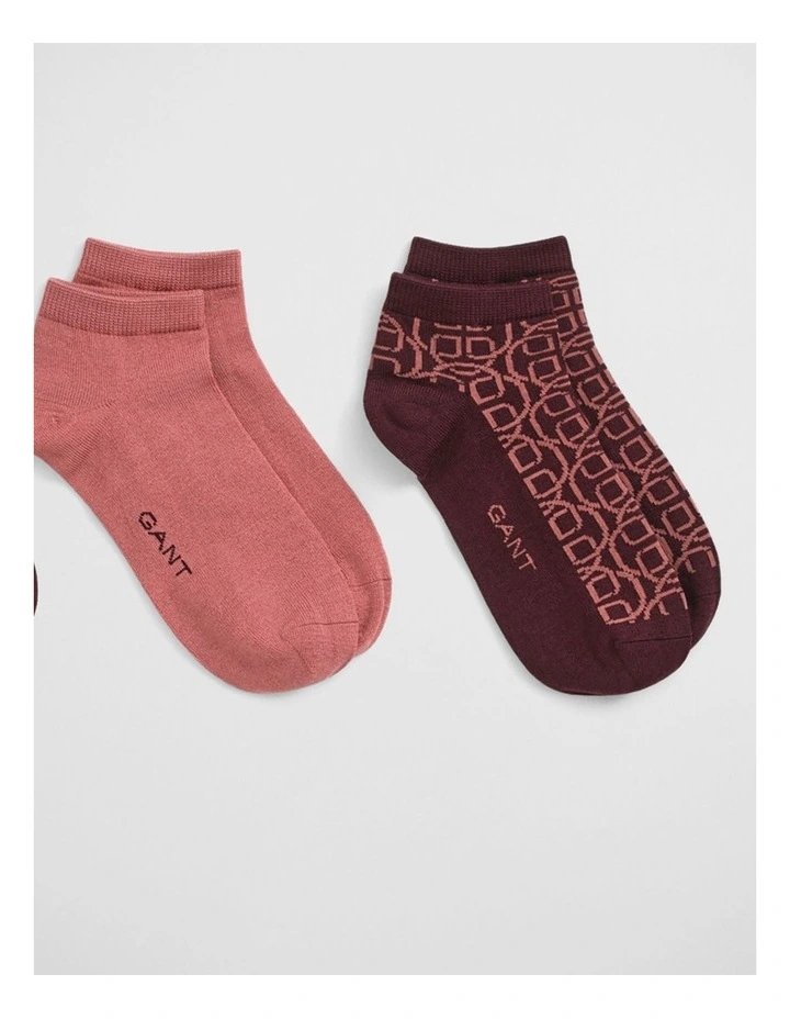 3-Pack Monogram Ankle Socks In Plum Wine image 2