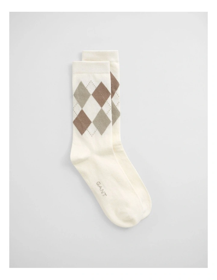 Checked Argyle Socks in Eggshell image 1