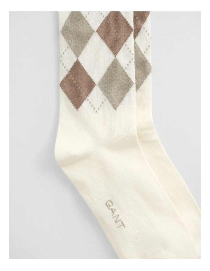 Checked Argyle Socks in Eggshell image 2