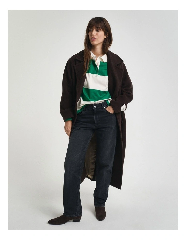 Striped Cotton Heavy Rugger in Bold Green image 3