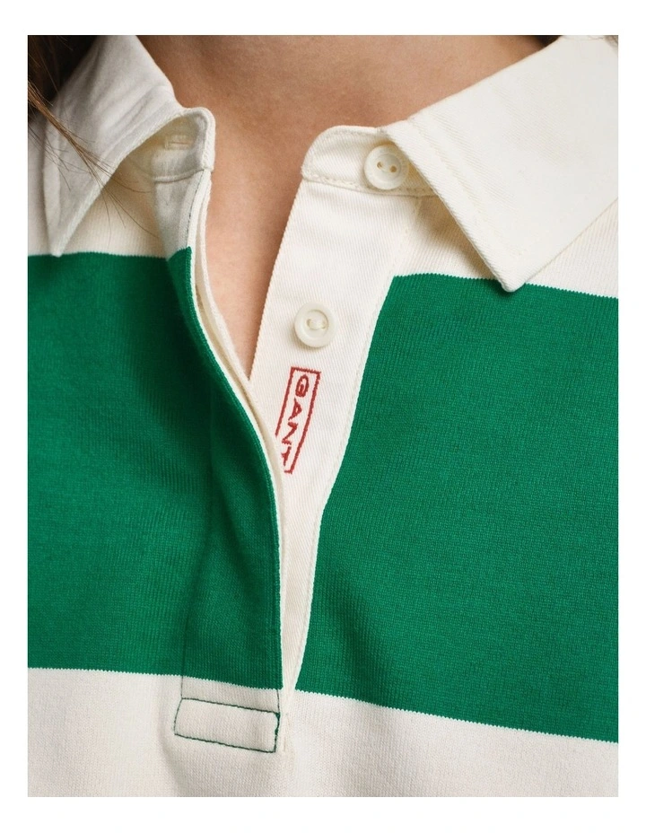 Striped Cotton Heavy Rugger in Bold Green image 4