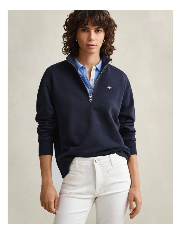 Shield Half Zip Sweatshirt in Evening Blue image 1