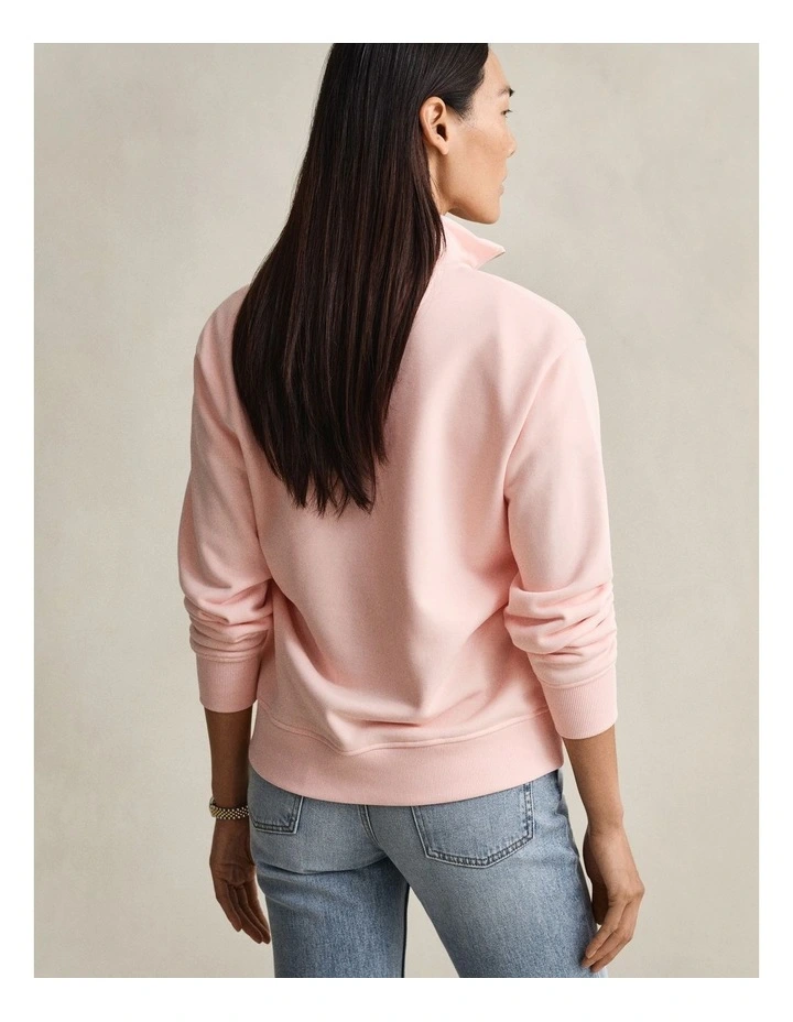 Shield Half Zip Sweatshirt in Apricot Pink image 2
