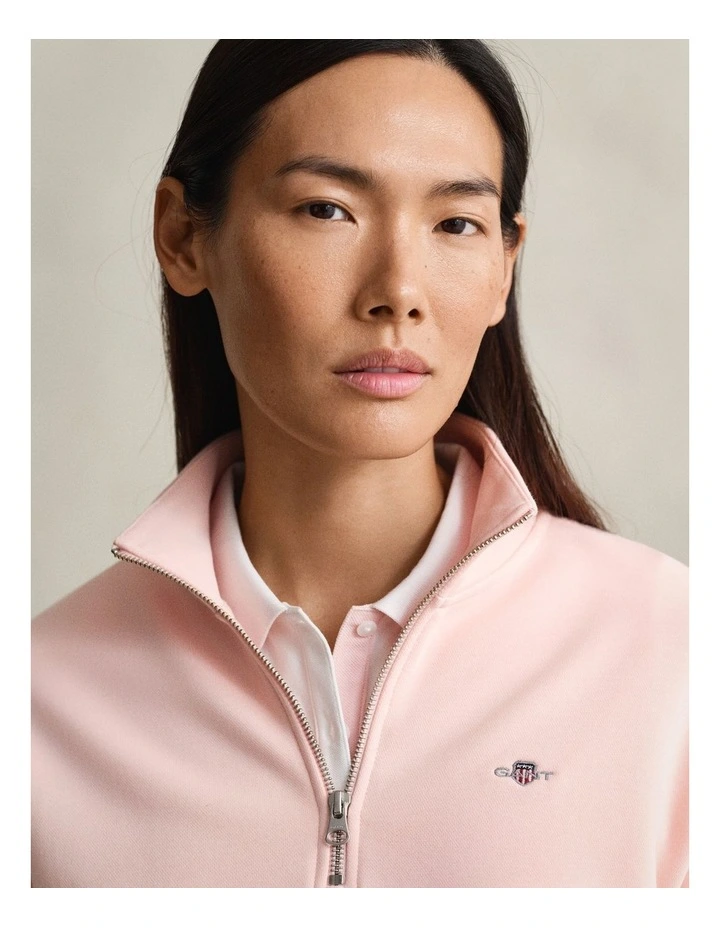 Shield Half Zip Sweatshirt in Apricot Pink image 3